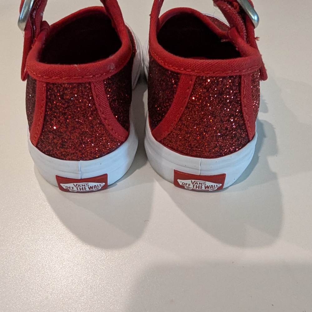 Vans Kids Red Glitter Shoes - Picture 4 of 5